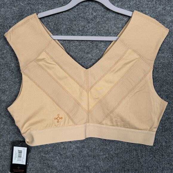 Tommie Copper Plus Sz 2XL Shoulder Support Sports Bra Nude with Front Zipper - Picture 4 of 9
